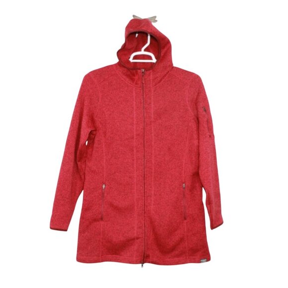 LL Bean Sweater Fleece Coat Deep Rose Wood Size Large - Picture 1 of 9